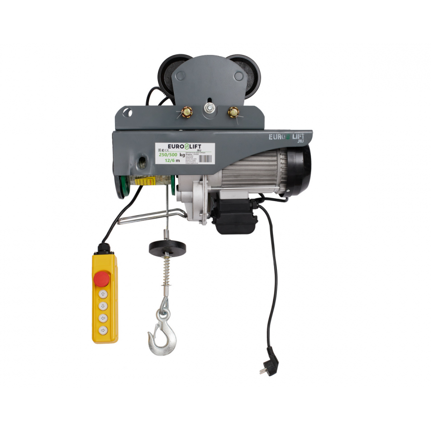 Лебедка электрическая передвижная KX 500 г/п 250/500 кг, в/п 12/6 м